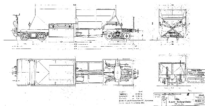 4-achsiger Schotterwagen für 750 mm Spurweite