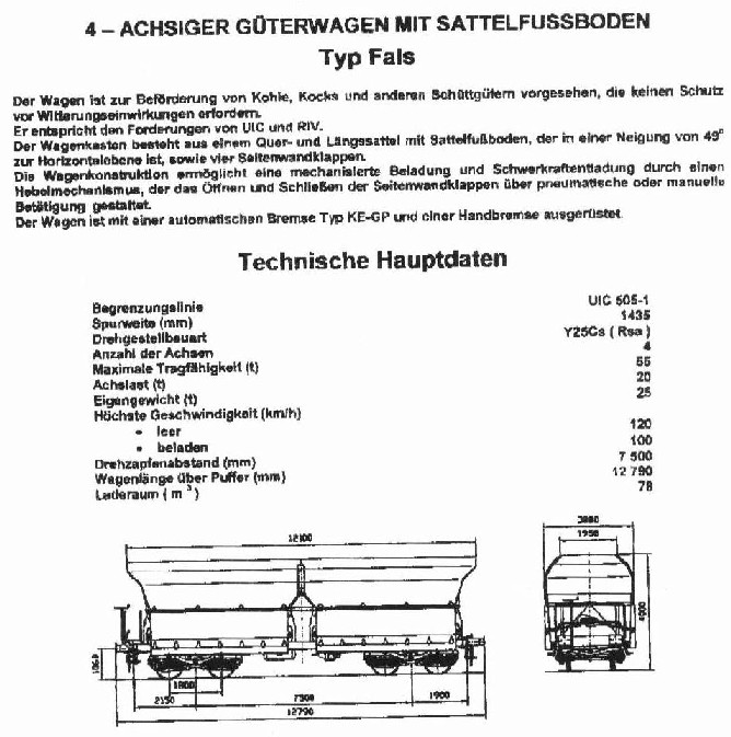 4-achsige offene Selbstentladewagen Fals