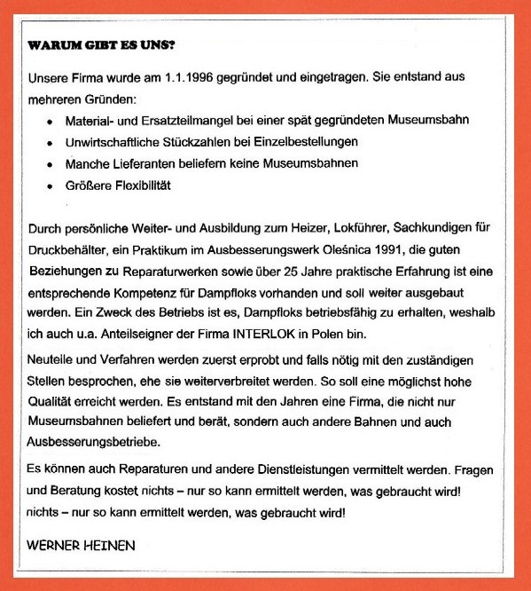 Werner Heinen – Dampflok-Ersatzteile