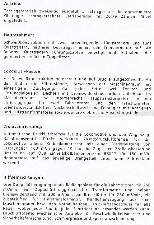 ÖBB - Elektrolokomotive 1020 - Textbeschreibung
