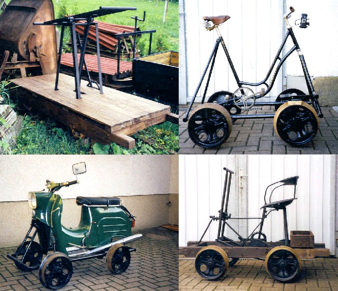 Schienenfahrrad, Zweiwegefahrzeuge