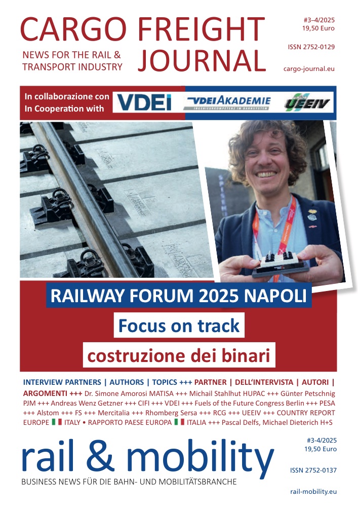 Titelseite CARGO FREIGHT JOURNAL #3-4/2025 + rail & mobility #3-4/2025