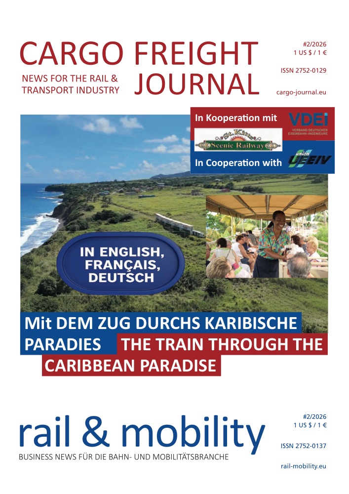Titelseite CARGO FREIGHT JOURNAL #2/2026 + rail & mobility #2/2026
